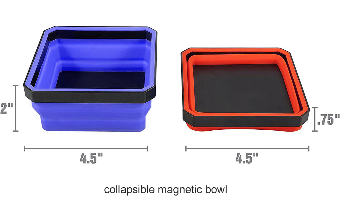 Το πτυσσόμενο λαστιχένιο μαγνητικό κύπελλο 120*120*50mm σιλικόνης χρώμα 4 διαθέσιμο κρατά τα μπουλόνια, τα καρύδια, τις βίδες και τα μέρη